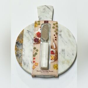 New Isola White Gray Marble Serving Board Cheese Knife Set BPA Free medium size
